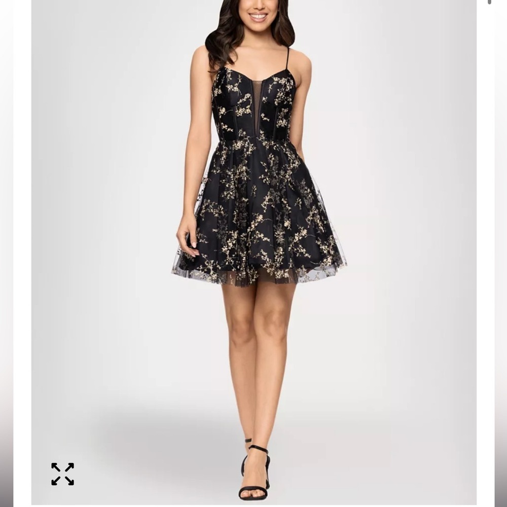 Blondie Nites Black and Gold Mini Dress